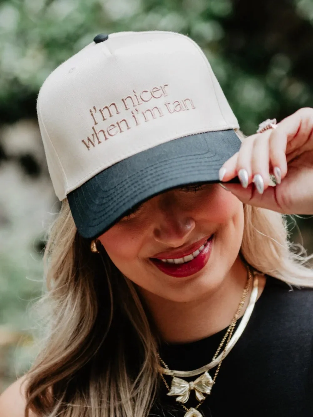 New! Katydid “I'm Nicer When I'm Tan” Funny Two-Toned Vintage Trucker Hat